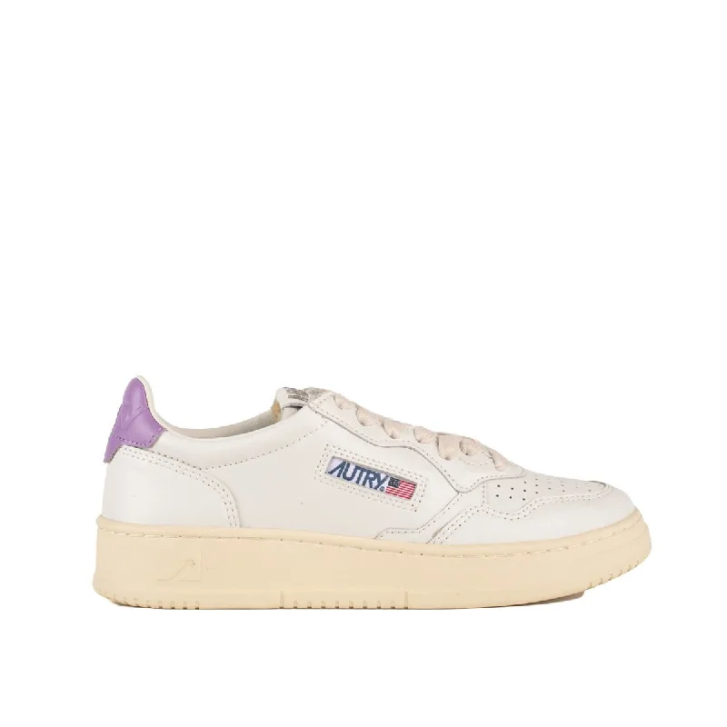 Autry White And Lilac Leather Medalist Low Sneakers