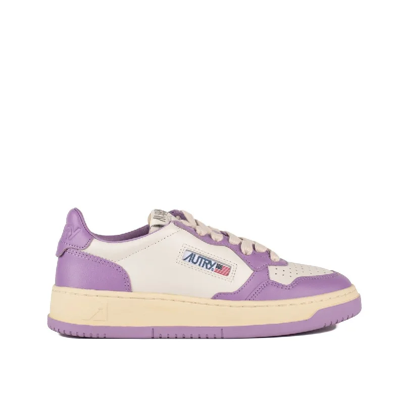 Autry White And Lilac Two-Tone Leather Medalist Low Sneakers