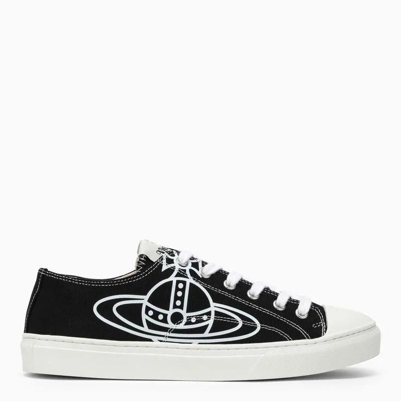 Vivienne Westwood Black/White Cotton Low Canvas Trainer