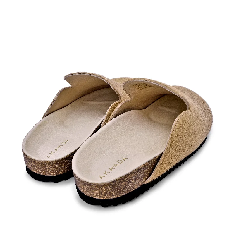 Kibo Beige Pony Hair Mules