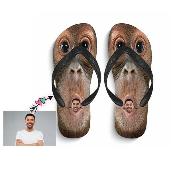 Custom Face Monkey Flip Flops For Both Man And Woman Funny Gift For Vacation,Wedding Ideas For Guests