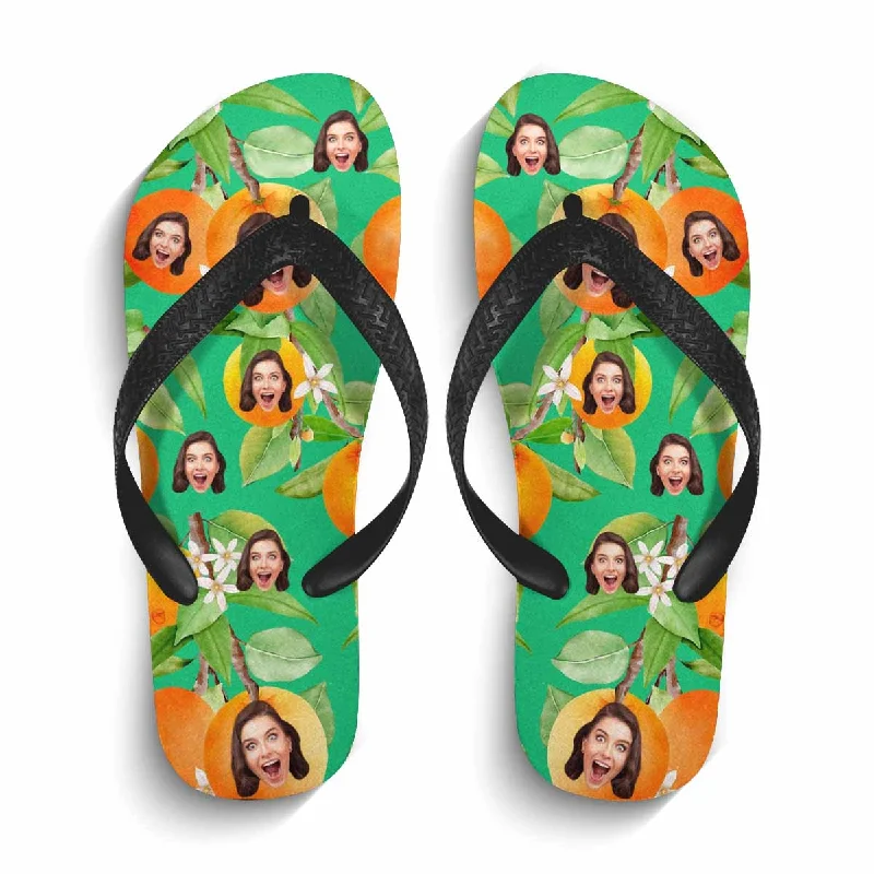 Custom Face Orange Flip Flops For Both Man And Woman Funny Gift For Vacation,Wedding Ideas For Guests