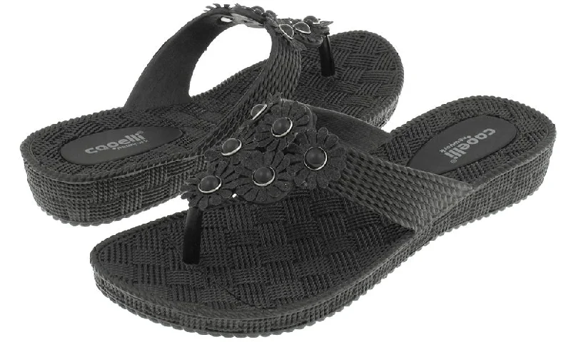 Ladies Black Woven Textured Ladies Flip Flop