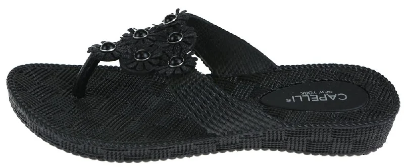 Ladies Black Woven Textured Ladies Flip Flop