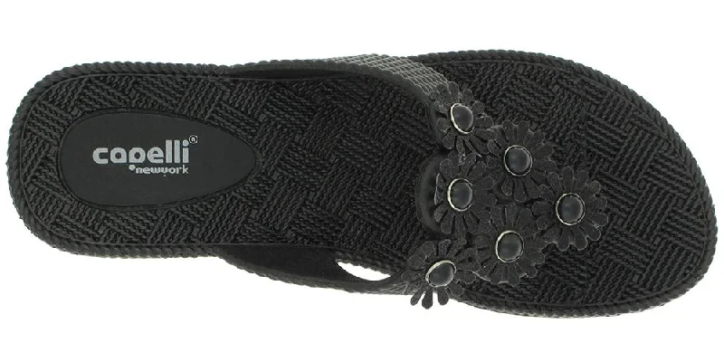 Ladies Black Woven Textured Ladies Flip Flop