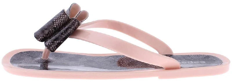 Ladies Blush Floral Pom Opaque Jelly Flip Flops