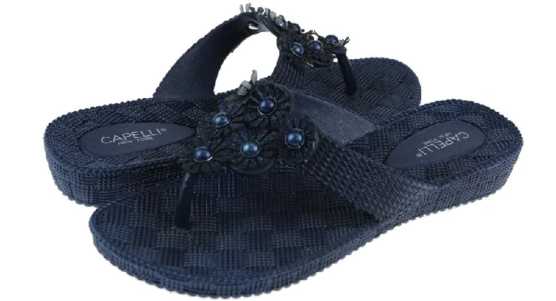 Ladies Navy Woven Textured  Flip Flop