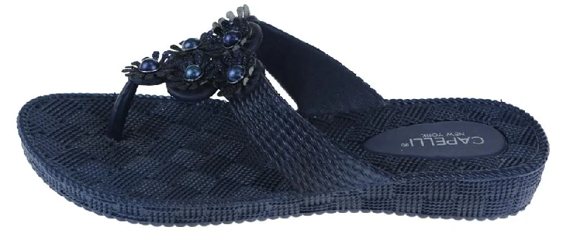 Ladies Navy Woven Textured  Flip Flop