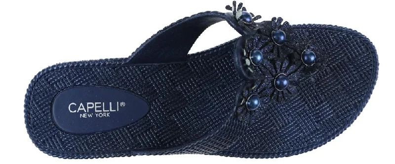 Ladies Navy Woven Textured  Flip Flop