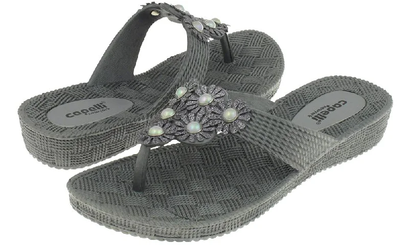 Ladies Pewter Grey Woven Textured Flip Flop