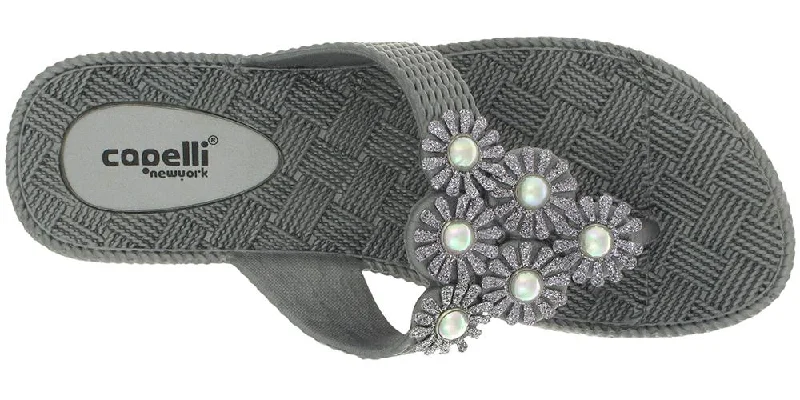 Ladies Pewter Grey Woven Textured Flip Flop