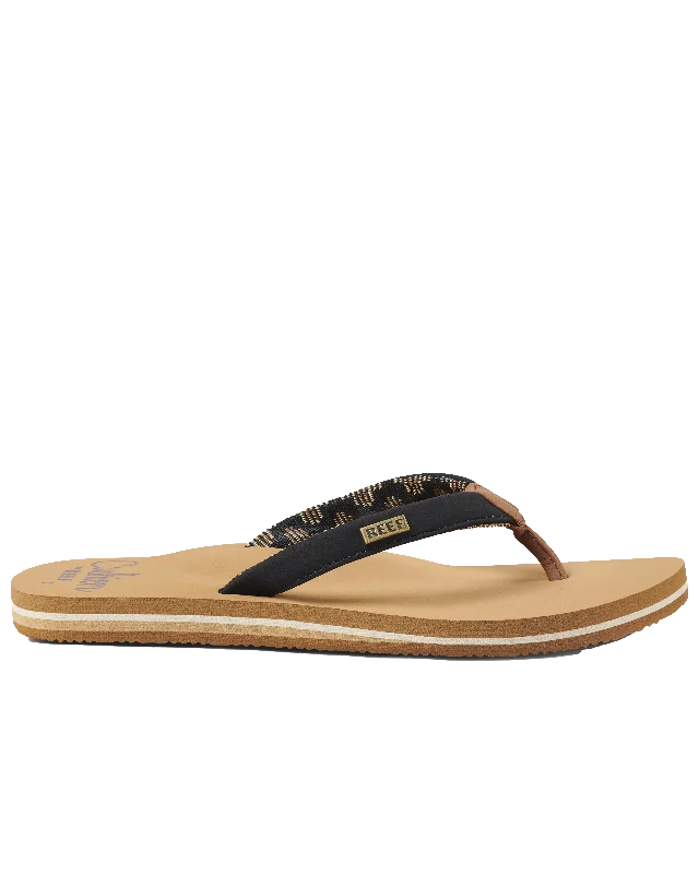 Cushion Sands Flip Flops in Black & Tan