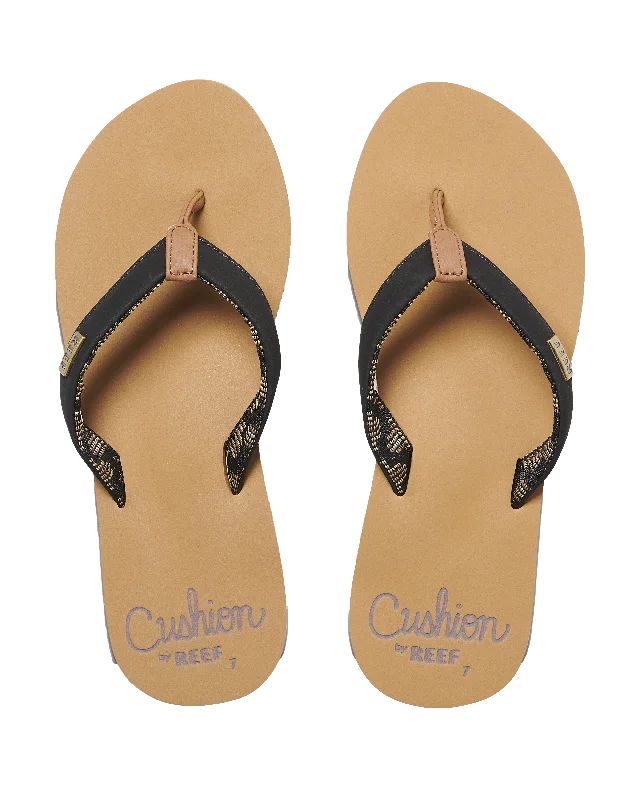 Cushion Sands Flip Flops in Black & Tan