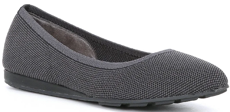 Alina sustainable mesh demi wedge flats in charcoal