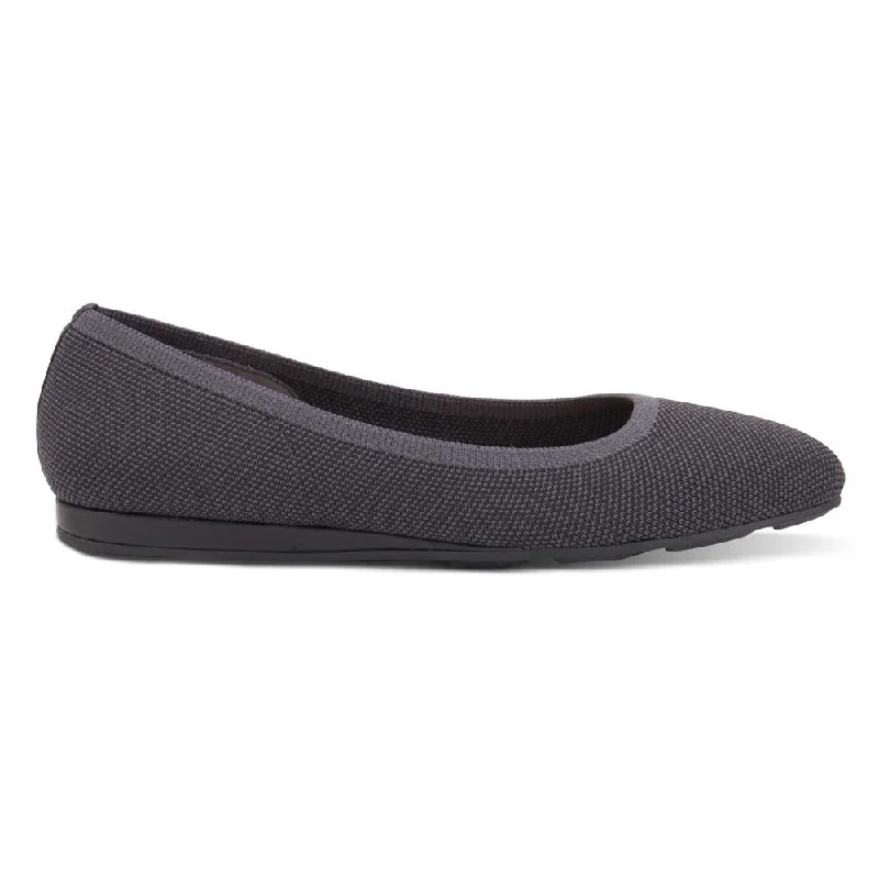 Alina sustainable mesh demi wedge flats in charcoal