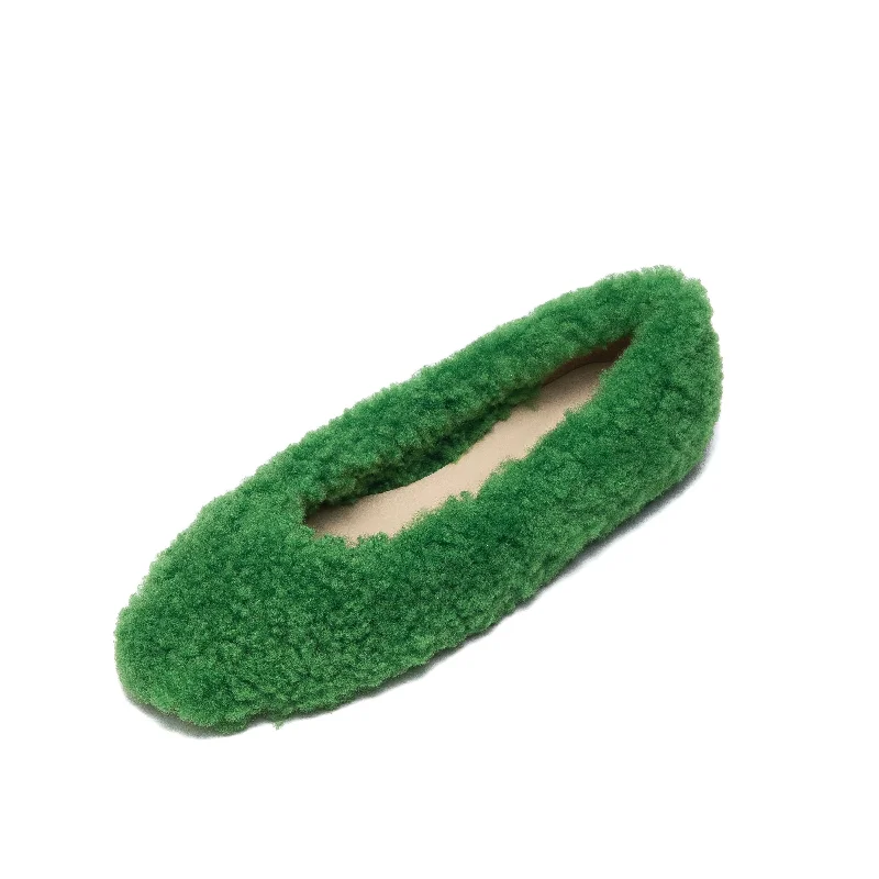 Ciana fur flats green