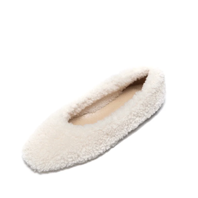 Ciana fur flats white