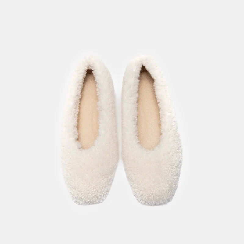 Ciana fur flats white