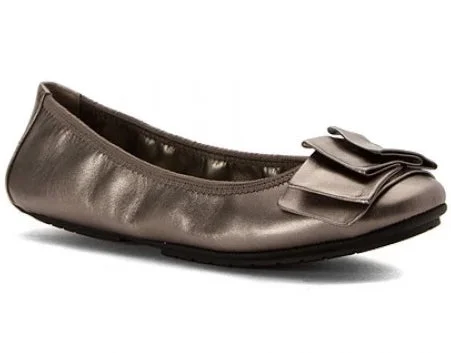 Lilyana Pewter Leather Ballet Flats