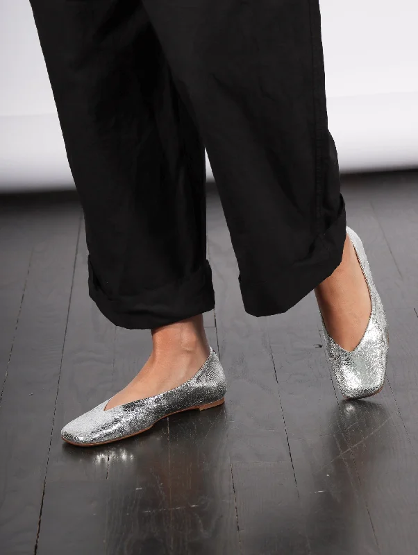 Page Ballet Flat in Silver by Halmanera