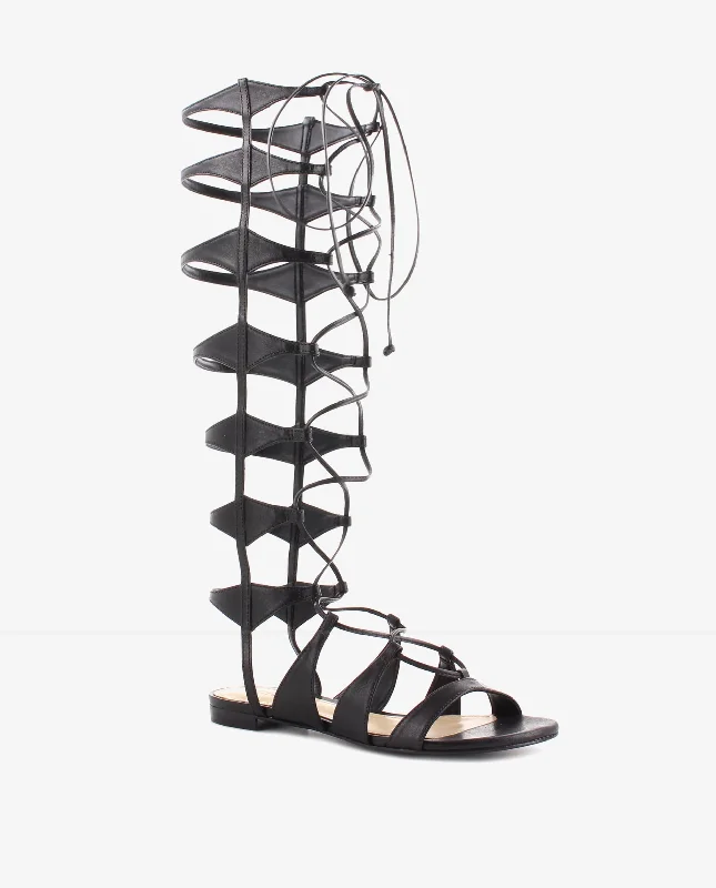 Gladiator Lace Up Black Sandal