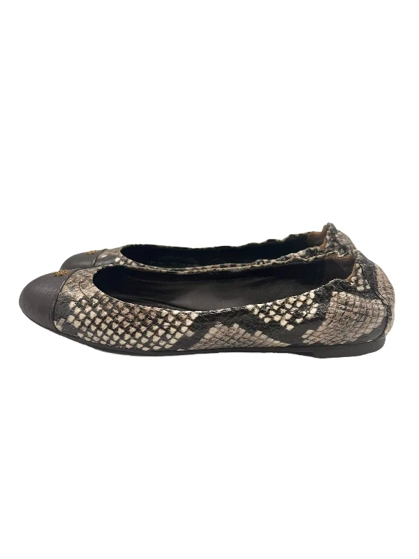 Tory Burch Brown Snake Print Size 5 York Ballet Flats