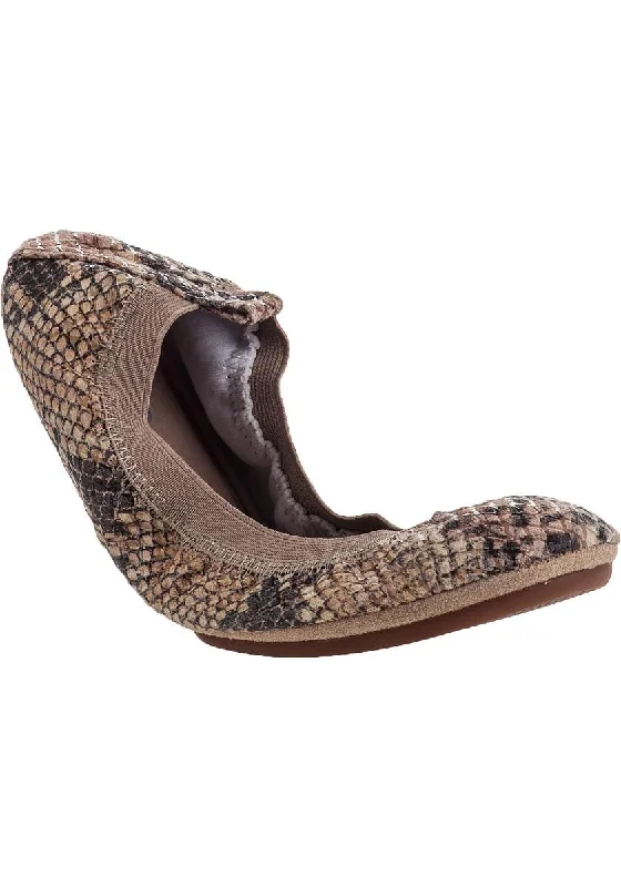 Yosi Samra Foldable Beige Snake Ballet Flats