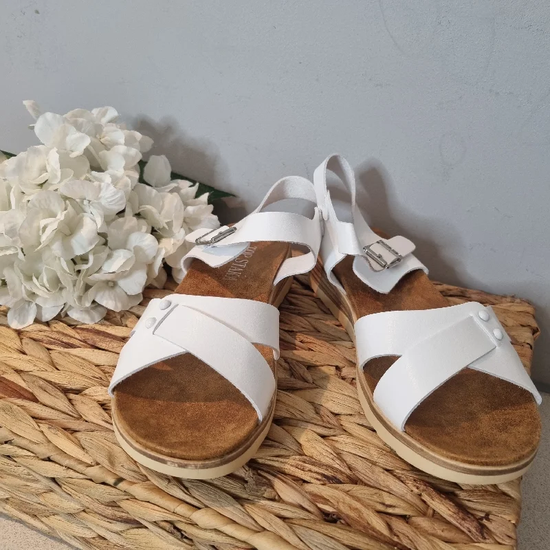 Faux Leather Sandal with Buckle Strap