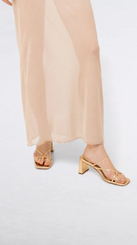 ARANDINA - Gold Leather Strappy Sandals