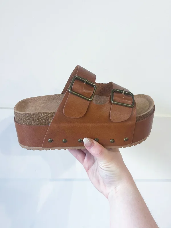 Elevate Platform Sandals- Brown Leather