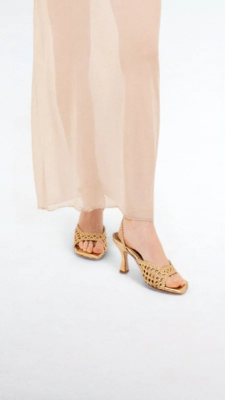 CATERINA - Gold Woven Leather Sandals