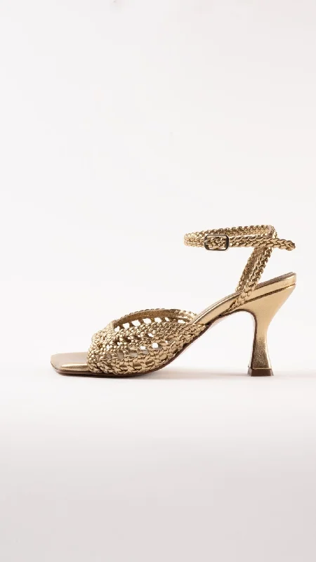 CATERINA - Gold Woven Leather Sandals