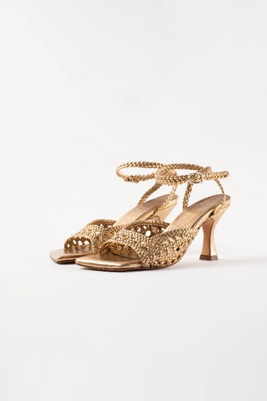 CATERINA - Gold Woven Leather Sandals