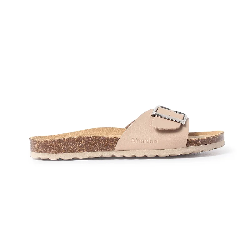 Cordoba Vegan Leather Slide Cork Sandal - Sand Brown