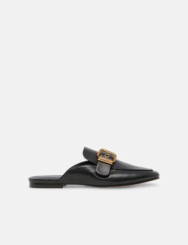 Santel Leather Flats, Black