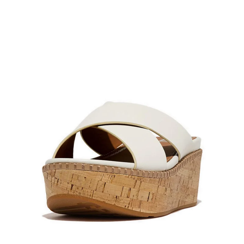 ELOISE LEATHER/CORK WEDGE CROSS SLIDES