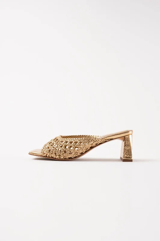 ERNESTINA - Gold Woven Leather Sandals