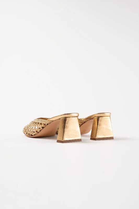 ERNESTINA - Gold Woven Leather Sandals