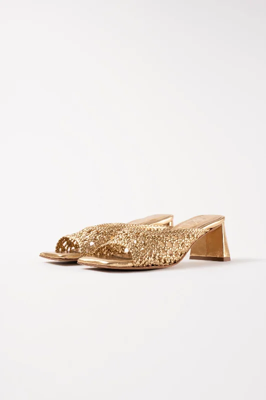 ERNESTINA - Gold Woven Leather Sandals