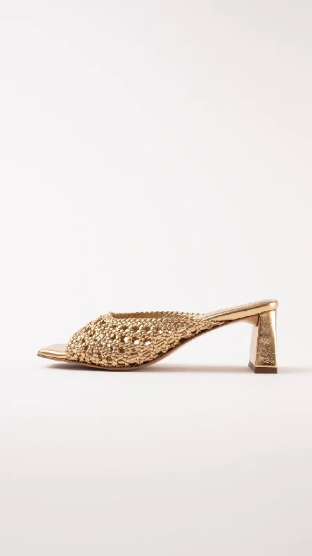 ERNESTINA - Gold Woven Leather Sandals