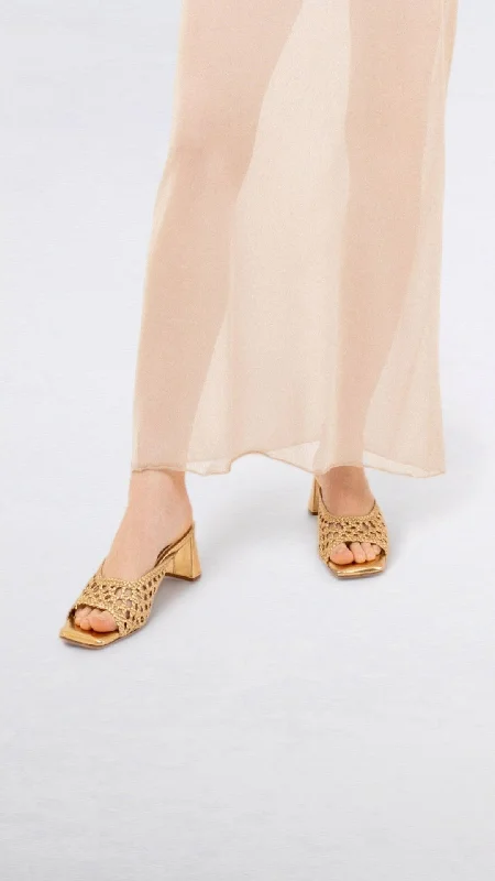 ERNESTINA - Gold Woven Leather Sandals