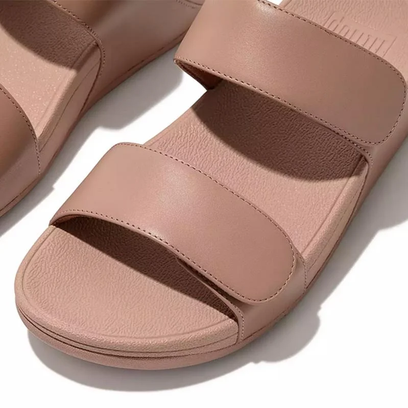 FitFlop LULU Adjustable Leather Slide in Light Tan