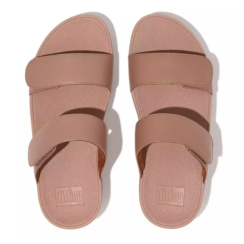 FitFlop LULU Adjustable Leather Slide in Light Tan