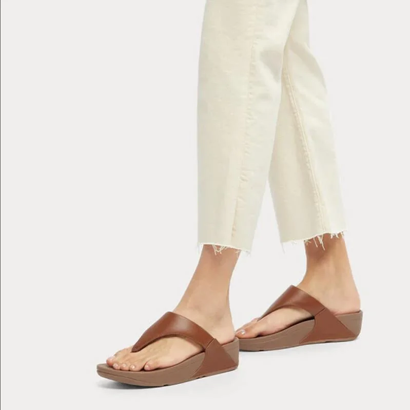 FitFlop LULU Leather Toe-Thong - Light Tan