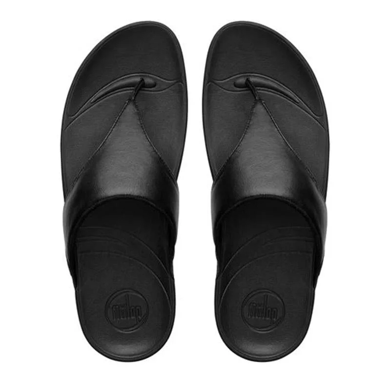 FitFlop LULU Leather Toe-Thong Sandal - Black