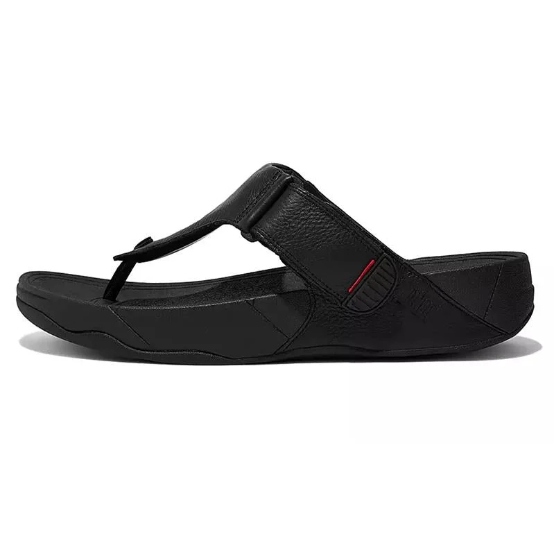 FitFlop Trakk II Mens Leather Toe-Post Sandals All Black