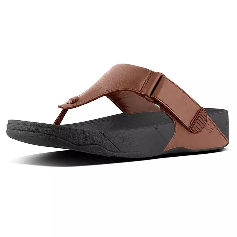 FitFlop Trakk II Mens Leather Toe-Post Sandals Dark Tan