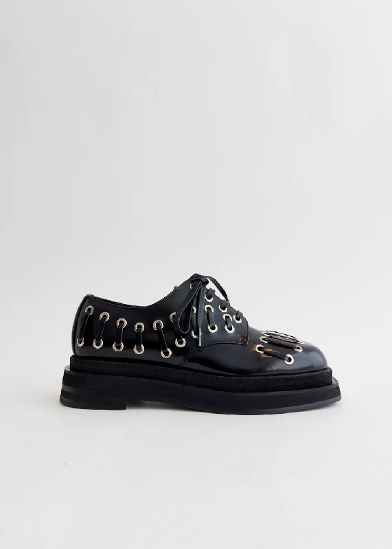 Heart Toe Platform Grommet Brogue