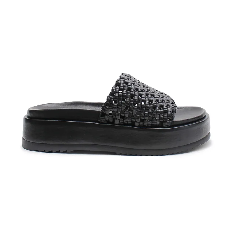 Knotted Platform Slide | Black