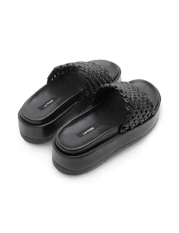 Knotted Platform Slide | Black